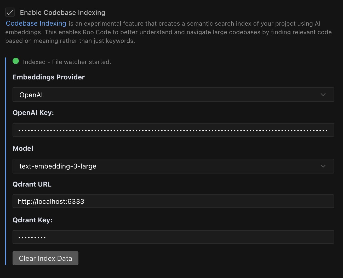 Codebase Indexing Settings