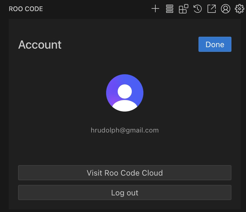 Successfully connected Roo Code Cloud account