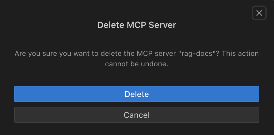 Delete confirmation box